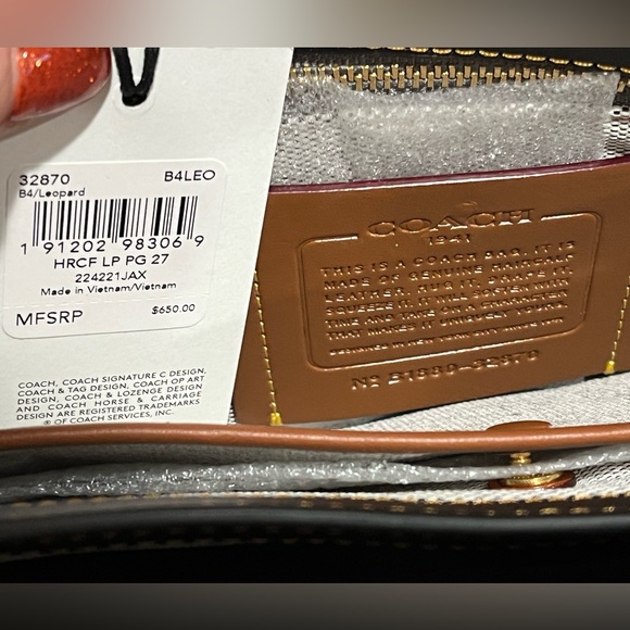 COACH Haircalf Leopard Page 27 Boarder Rivets Shoulder Bag NWT 32870 GORGEOUS! - Picture 7 of 12